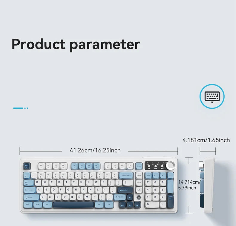 AJAZZ AF98 Wired/Wireless Keyboard Mechanical Feel Office Long Battery Life Three-Mode RGB Mixed Light ABS Keycaps Ergonomics