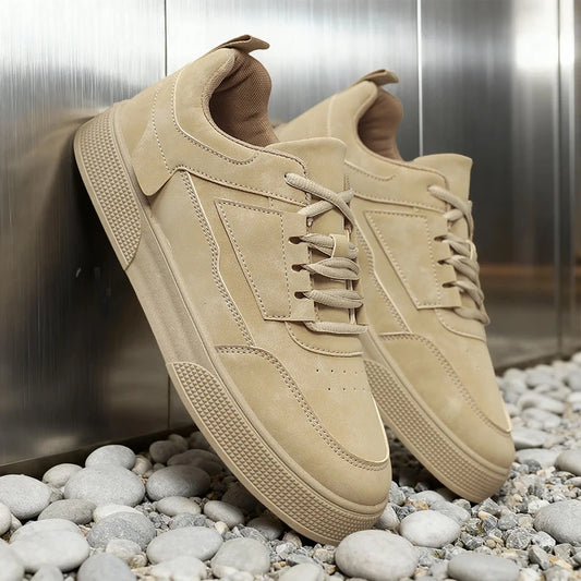 Men's Suede Casual Sneakers - Stylish Low-Top Lace-Up Shoes for Daily Wear & Street Fashion