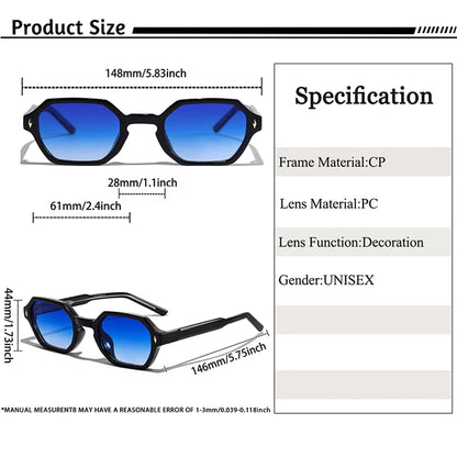 CATERDIDE Ochelari de soare retro poligonali pentru bărbați, cu design personalizat, ramă pătrată, ochelari de soare pentru femei, petreceri, călătorii și vacanțe