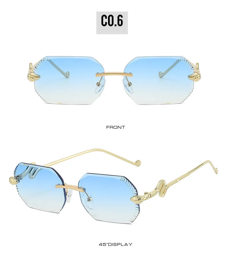 Ochelari de soare decorativi din metal, în formă de șarpe – ramă neregulată unisex, protecție UV, ochelari de soare