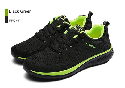 Herr- och dam-sneakers i stickat material, andningsbara sportskor för löpning, promenader och gym