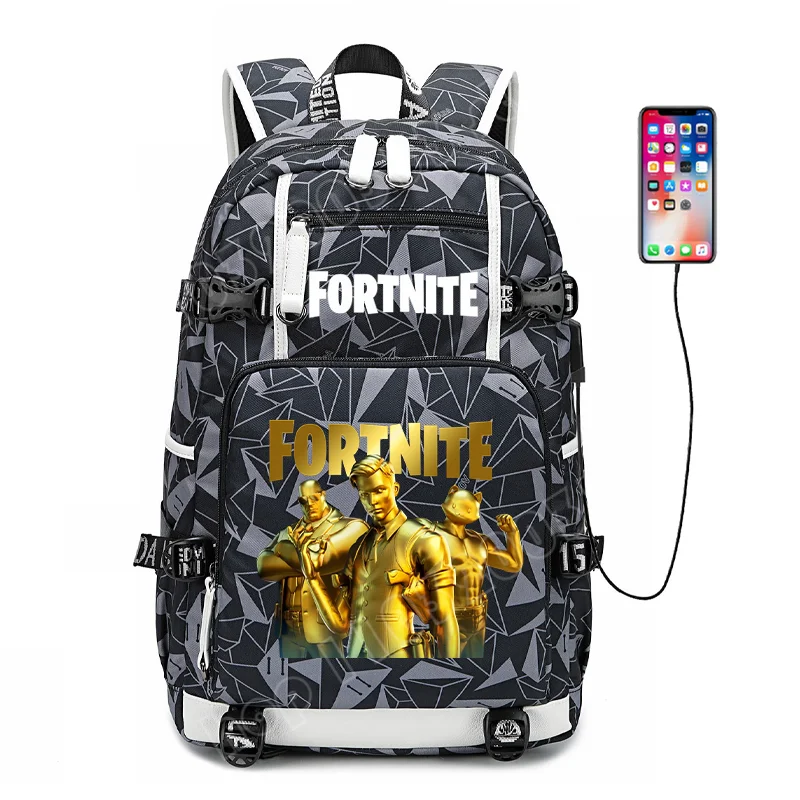 Mochila escolar para estudante com estampado do jogo Fortnite, para rapazes e raparigas, grande capacidade, impermeável, leve e resistente, presente de aniversário