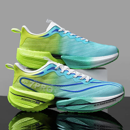 New Men's Carbon Plate Sneakers, Outdoor Soft Sole Mesh Sports Shoes, Running Shoes, Lightweight, Anti-Slip, Casual Couple Tennis Shoes