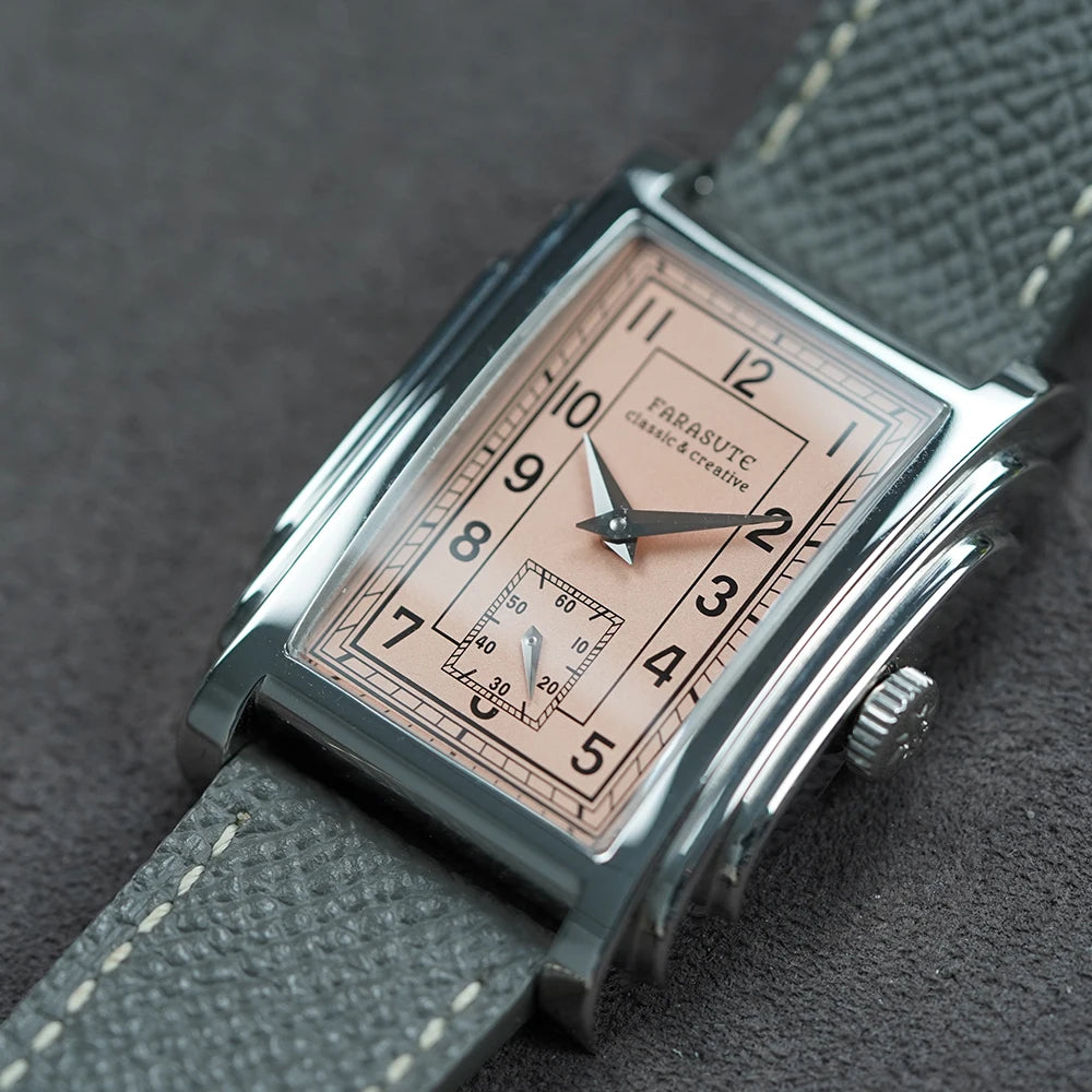 FARASUTE Original Design Square Manual Mechanical Men's Watch Seagull Movement Luxury Retro Sapphire Mirror Waterproof Men Watch