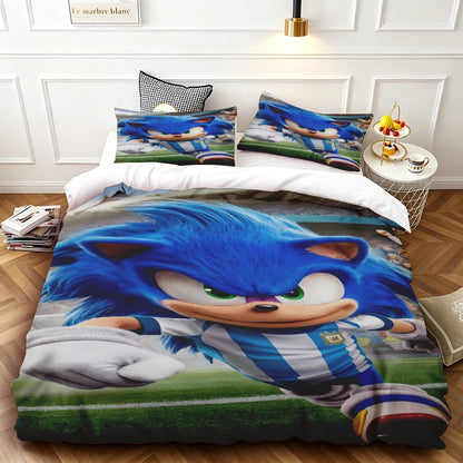 Husă de plapumă Sonic pentru copii – Set de lenjerie de pat cool, husă de plapumă pentru decorul dormitorului, moale și confortabilă – dimensiuni: Twin, Double, Queen și King