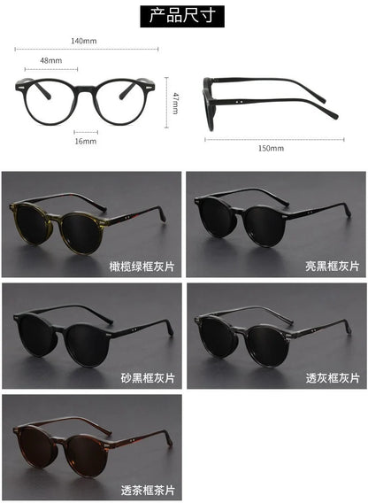 GENEVIEVE Ochelari de soare polarizați pentru femei și bărbați, cu design simplu, geometric, cu ramă rotundă, protecție UV, prescripție personalizabilă 1080