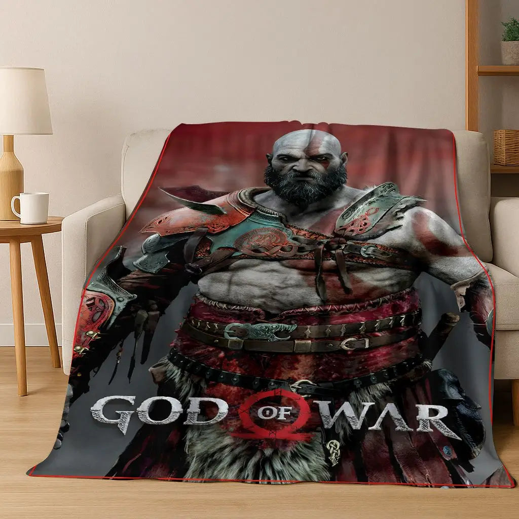 Classics God of War Kratos 3A Game Gamer Flannel Blanket,Warm and Cozy Soft Throw Blanket for Home Bedroom Bed Sofa Kid Gift