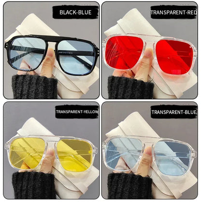 Ochelari de soare la modă pentru femei și bărbați, ochelari de soare cu ramă dublă, stil vintage, pentru activități în aer liber, călătorii și conducere, cu protecție UV400