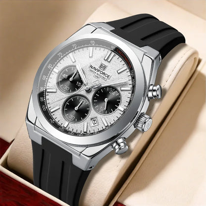 NAVIFORCE Herrenarmbanduhr – Luxuriöser und sportlicher Stil, Quarzwerk, 24-Stunden-Anzeige, Datumsfenster, Chronograph, wasserdicht – Geschenkidee für Herren