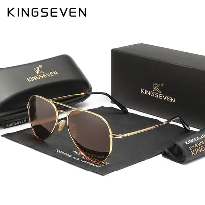 Ochelari de soare KINGSEVEN Pilot Alloy, polarizați, UV400, antireflex, cu ramă integrală, lentile Parsnip, pentru femei, ochelari retro de lux