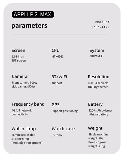 Domars Full Netcom Multi-language Smart Watch 2.64-inch Large Screen 1200mAh Large Battery Video Call APP Downloading