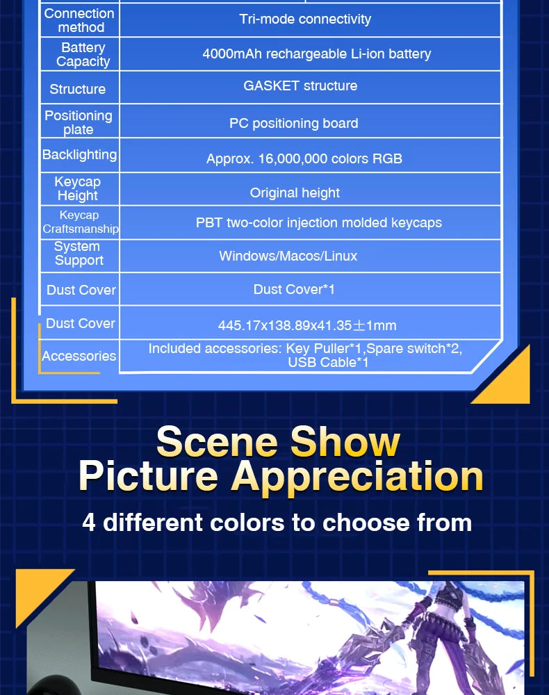 AULA F108 Keyboard 100% Layout 1K Polling Rate Mechanical Gaming Keyboard Hot Swappable Linear Switch with Macro Software