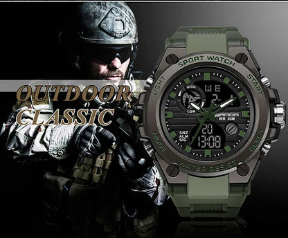 SANDA Top Luxury Watches Men Military Army Mens Watch Waterproof Sport Wristwatch Dual Display Watch Male Relogio Masculino