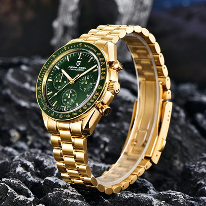 PAGANI DESIGN Moon Men's Watches Gold Luxury Quartz Watch Men Speed Sports Chronograph AR Sapphire Waterproof Luminous Man Gift