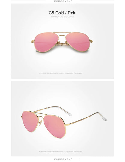 Ochelari de soare KINGSEVEN Pilot Alloy, polarizați, UV400, antireflex, cu ramă integrală, lentile Parsnip, pentru femei, ochelari retro de lux