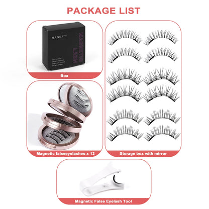 MAGEFY 3 Pairs Magnetic Eyelashes with Applicator Glue Free Reusable Magnetic Lashes Multiple Styles Natural Anime Magnetic Lash