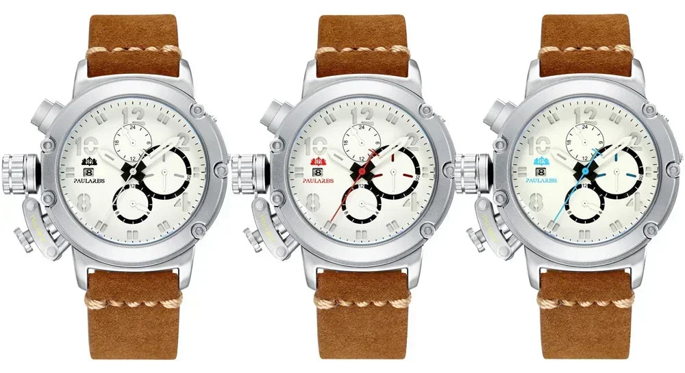 Automatic Watches for Men Mechanical Self Wind Genuine Leather Multifunction Date Boat Month Gold Bronze U Reloj Hombre Baratos