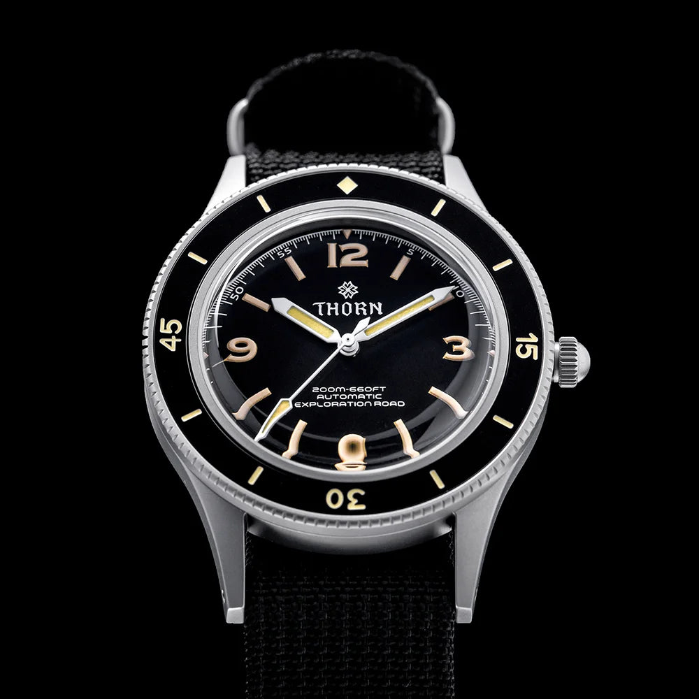 Thorn SHY033 Vintage 50-Fathoms Mechanical Watch NH35 Automatic Movement K9 Mineral Crystal 200m Waterproof Luminous Men Watch