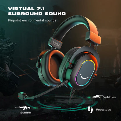 FIFINE RGB Gaming Headset with Mic – 7.1 Surround Sound Over-Ear Wired Headphones for PC, PS4 & PS5 with 3 EQ Modes