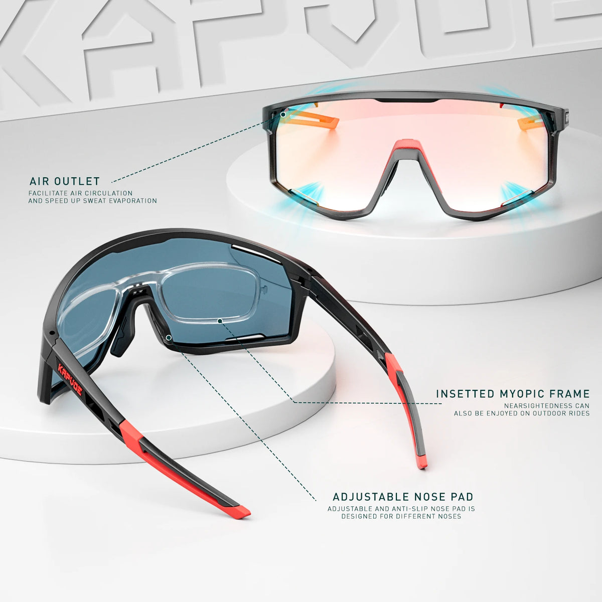 KAPVOE Ochelari UV400 pentru bărbați și femei, pentru ciclism de șosea, sporturi montane, activități în aer liber, ochelari de soare fotocromatici pentru ciclism, ochelari de bicicletă