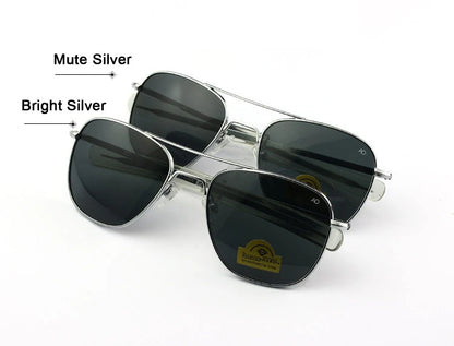 Pilot AO Sunglasses Men Top Quality American Army Military Mirror AGX Tempered Glass Lens Sun Glasses