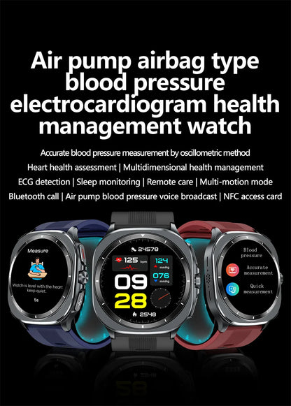 2026 New Health Track Smartwatch Air Pump Airbag True Blood Pressure Health Measure Smart Watch for Men and Women Blood Oxygen BT Call