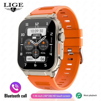 LIGE 600mAh New Ultra Smart Watch Men Bluetooth Call TWS Local Music Sport Clock 1.96'' IP68 Waterproof Relógio Smartwatch Women