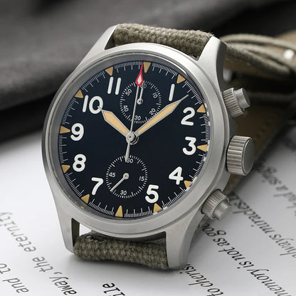 Militado ML1868KF Retro VK67 Quartz Chronograph Watch Stainless Steel Case 3 Dial Waterproof 100M  Multifunction Military Watch