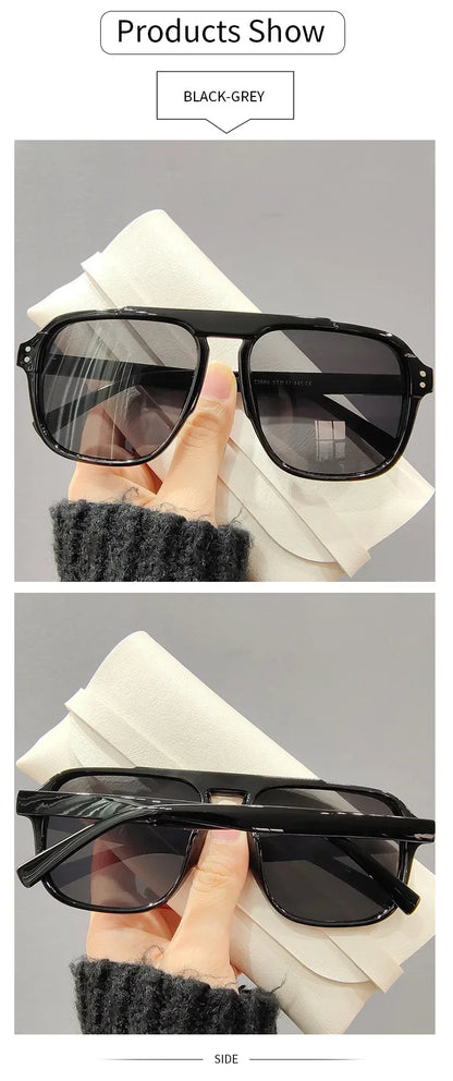 Ochelari de soare la modă pentru femei și bărbați, ochelari de soare cu ramă dublă, stil vintage, pentru activități în aer liber, călătorii și conducere, cu protecție UV400