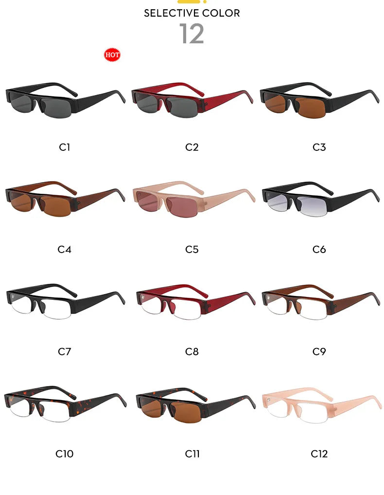 ochelari de soare vintage, mici, dreptunghiulari, cu jumătate de ramă, negri, cu lentile în degrade leopard, pentru femei, ochelari de soare la modă pentru condus