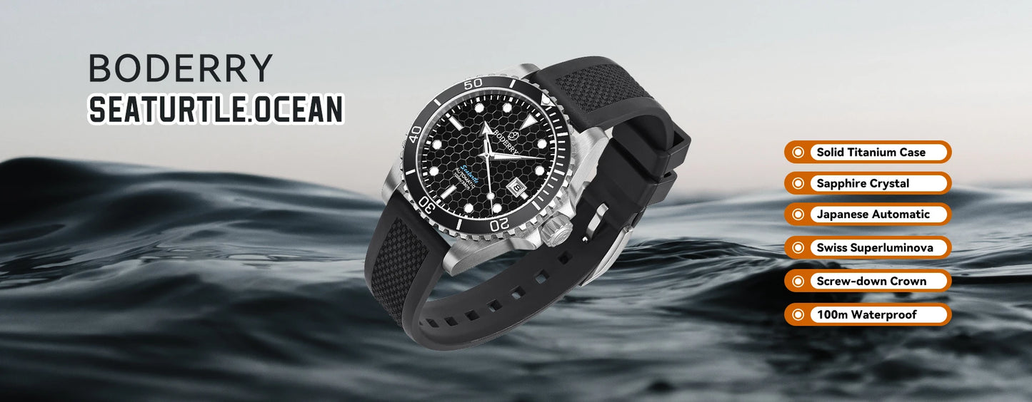 Boderry Bronze Watch Seaturtle Titanium Diver Luxury Wristwatch Automatic Mechanical Wristwatch Sport 200M Waterproof Luminous