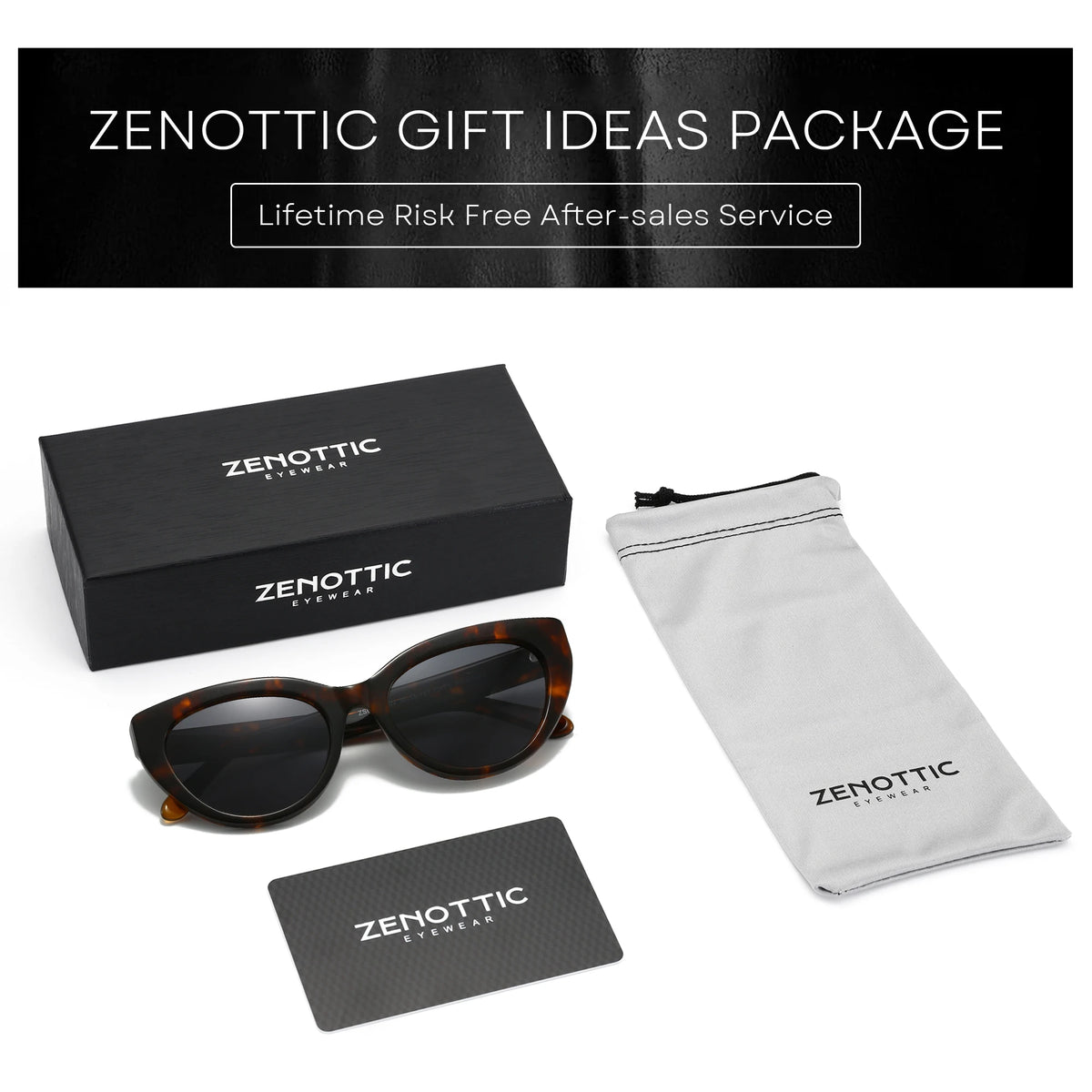 ZENOTTIC Ochelari de soare retro Cat Eye polarizați, realizați manual din acetat, cu protecție UV400, pentru femei