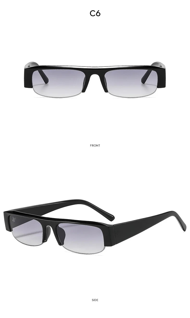 ochelari de soare vintage, mici, dreptunghiulari, cu jumătate de ramă, negri, cu lentile în degrade leopard, pentru femei, ochelari de soare la modă pentru condus