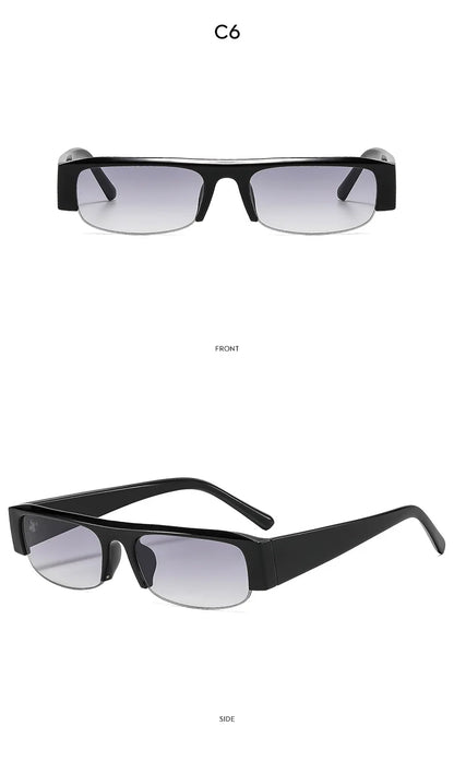 ochelari de soare vintage, mici, dreptunghiulari, cu jumătate de ramă, negri, cu lentile în degrade leopard, pentru femei, ochelari de soare la modă pentru condus