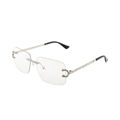 Fashion Rimless Square Sunglasses Vintage Diamond Brand Design Cut Lens Sun Glasses Men Women Metal Frame Luxury Eyewear