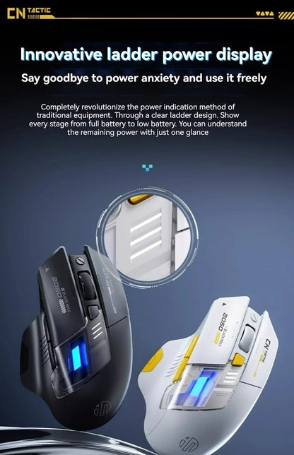 Inphic A9 Pro Three-mode Game Mouse Colorful Light Guide Pillar Power Indicator DPI Adjustable Macro-driver Ergonomics 12800DPI