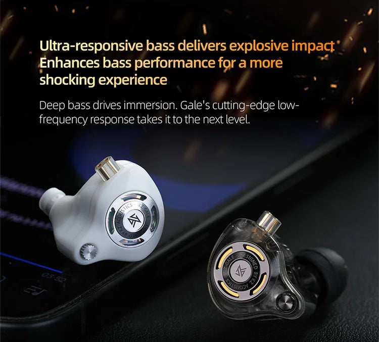 Auricolari IEM da gaming KZ Gale – In-ear monitor HiFi con driver super-lineare e cavo 2 pin rimovibile placcato argento