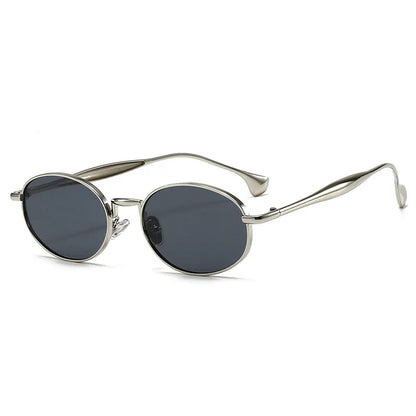 Ochelari de soare cu lentile ovale metalice, protecție UV, ramă mică în stil retro, ochelari de soare clasici de marcă, creație de designer, pentru femei și bărbați