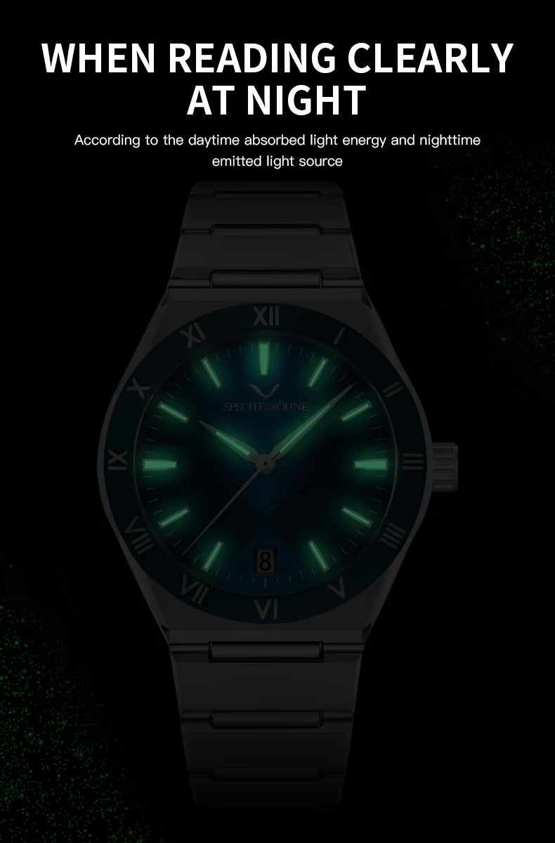 Dropshipping New Fashion Specht & Söhne Luxury Quartz Watch For Men 38MM Stainless Steel Watch Sapphire Crystal 50M Waterproof