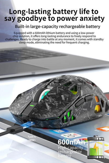 Лека геймърска мишка Lenovo Tri-Mode с RGB зарядна докинг станция 12000DPI 2.4G/Bluetooth/кабелна ергономична мишка за PC и лаптоп