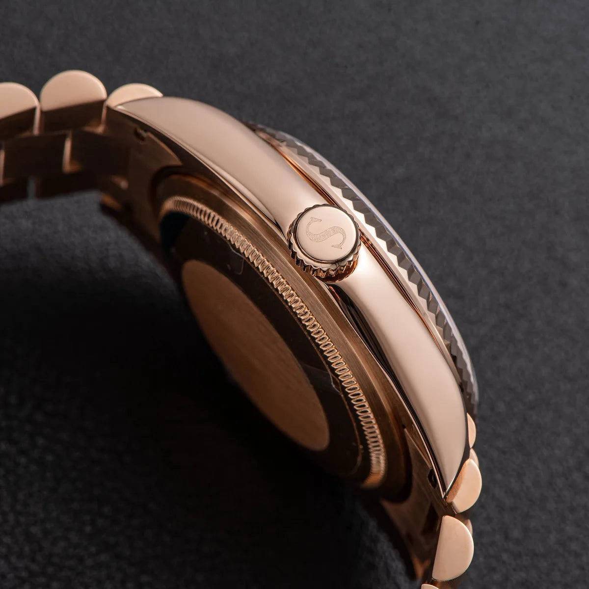 Sugess Watch of Men 36mm Date Automatic Retro Mechanical Wristwatches Sapphire Crystal RoseGold Dandong SL3034 Movement Day New