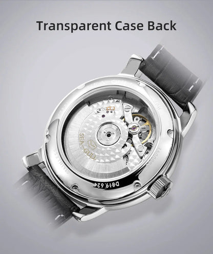 NEU Herren-Automatikuhr mit mechanischem Seagull ST25-Uhrwerk, modische Herrenarmbanduhr mit skelettierter Unruh, Casual-Business-Uhr 819.624
