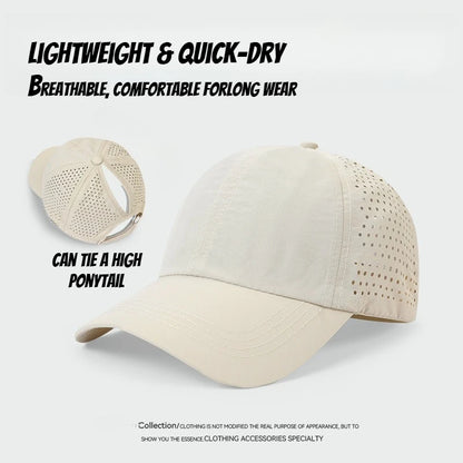 1pc Quick Drying Tongue Baseball Caps for Women Summer Protection Breathable Mesh Breathable Cap Stylish Adjustable Ponytail Hat