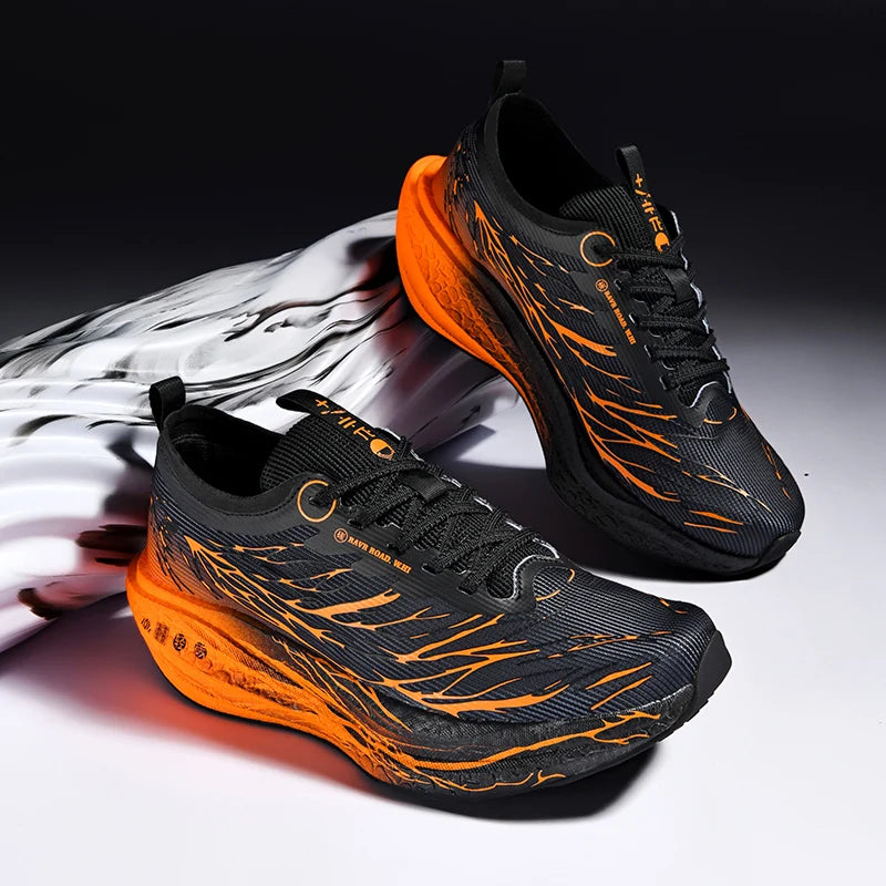 New Men's Carbon Plate Sneakers, Outdoor Soft Sole Mesh Sports Shoes, Running Shoes, Lightweight, Anti-Slip, Casual Couple Tennis Shoes