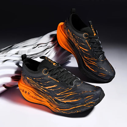 New Men's Carbon Plate Sneakers, Outdoor Soft Sole Mesh Sports Shoes, Running Shoes, Lightweight, Anti-Slip, Casual Couple Tennis Shoes