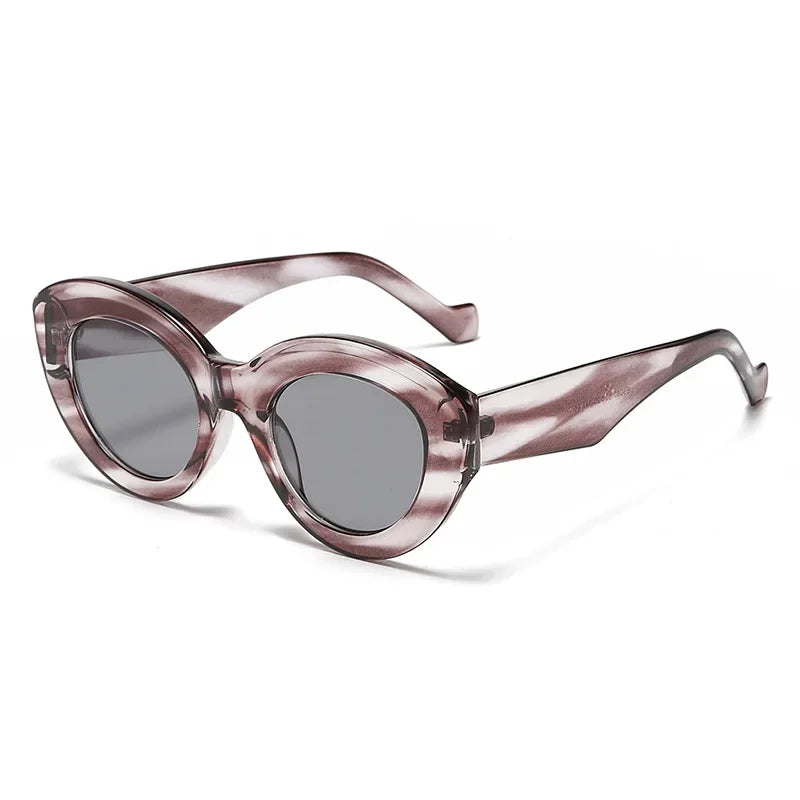 JNPCXI Ochelari de soare pentru femei, model „Cat Eye” supradimensionat, la modă, cu dungi verzi, stil retro, protecție UV400; ochelari de soare ovali pentru bărbați, la modă