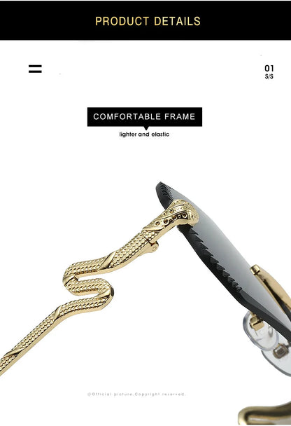 Ochelari de soare decorativi din metal, în formă de șarpe – ramă neregulată unisex, protecție UV, ochelari de soare