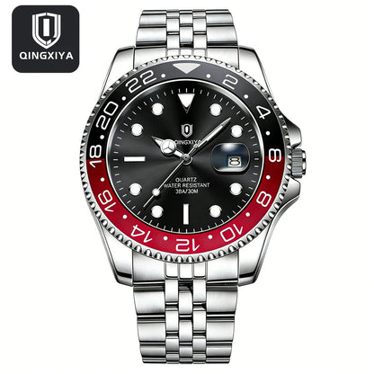 2026 New QINGXIYA Luxury Men Quartz Watches Stainless Steel Waterproof Luminous Date Watch Top Brand Men Wristwatch reloj hombre