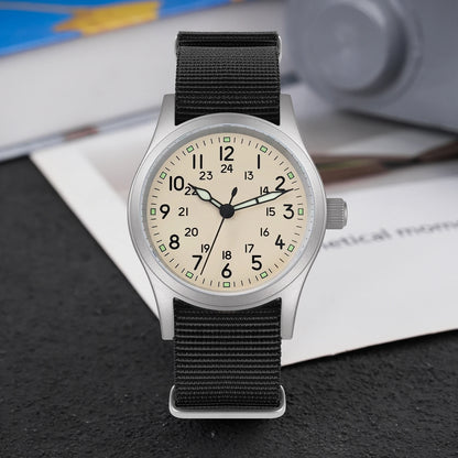 Militado ML05 Military Watch VH31 Sweep Movement Domed Sapphire Crystal Wristwatch High Clear AR Coating 38mm Vintage Watches
