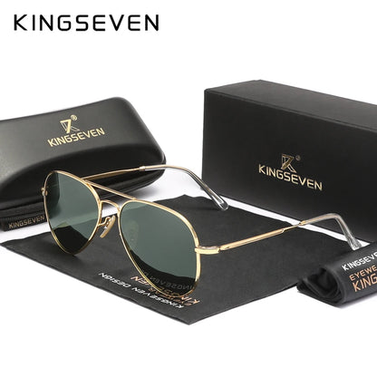 Ochelari de soare KINGSEVEN Pilot Alloy, polarizați, UV400, antireflex, cu ramă integrală, lentile Parsnip, pentru femei, ochelari retro de lux